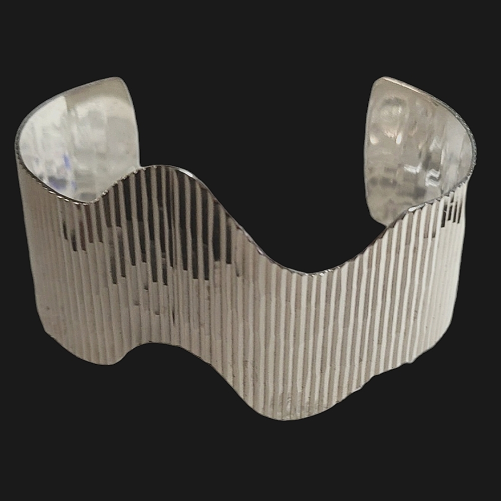 TAXCO Sterling Silver 925 Rare Wave Cuff Bracelet Vintage 6.75" Adjustable - Picture 6 of 10